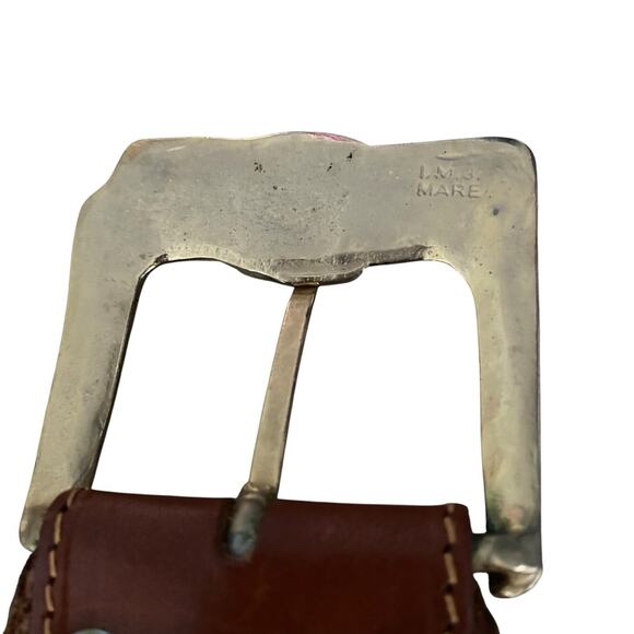 Vintage Brown Leather Wide Waist Belt Bow Detail Size large